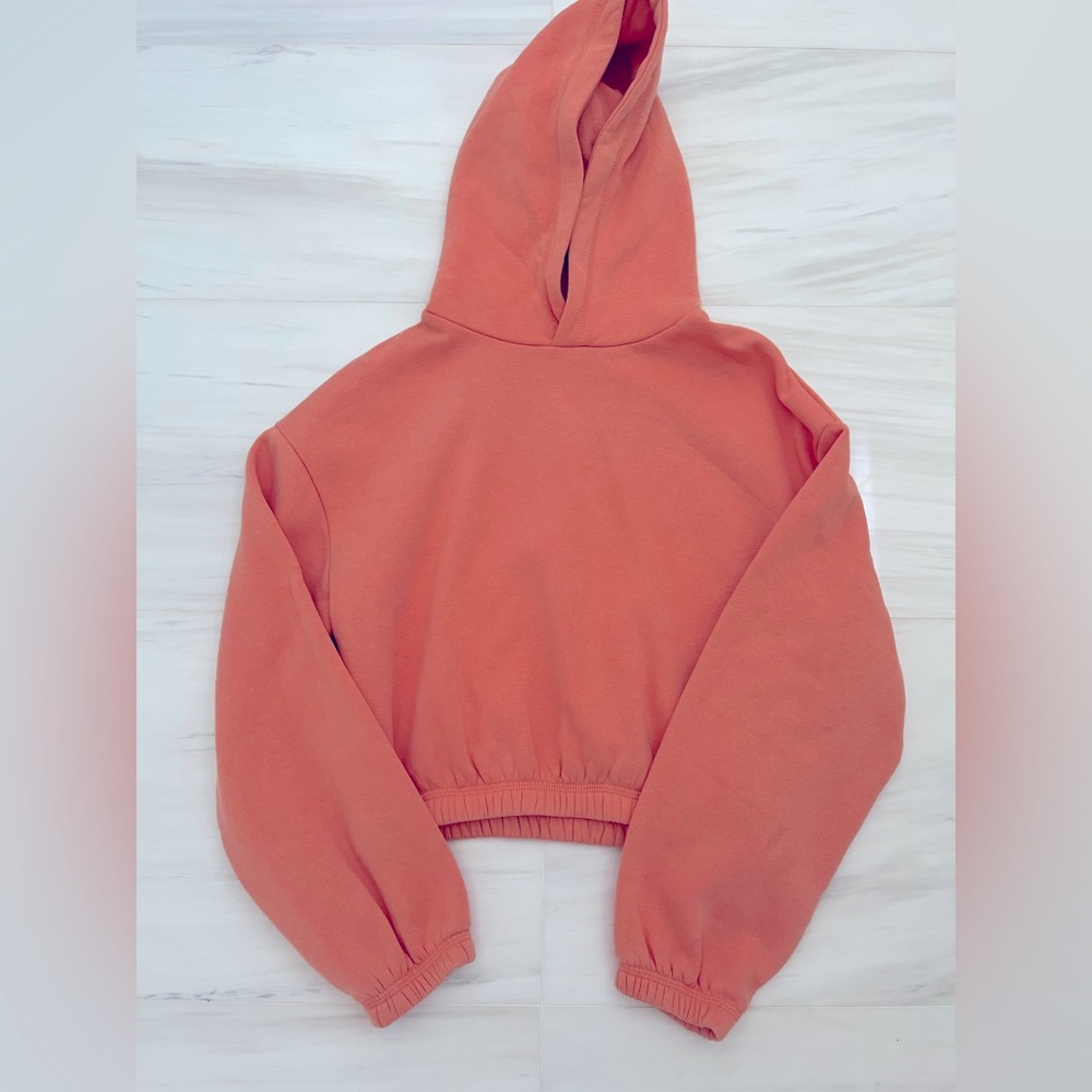 Zara Orange Cropped Sweatshirt Hoodie